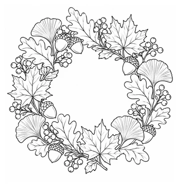 Autumn Leaf Wreath coloring page