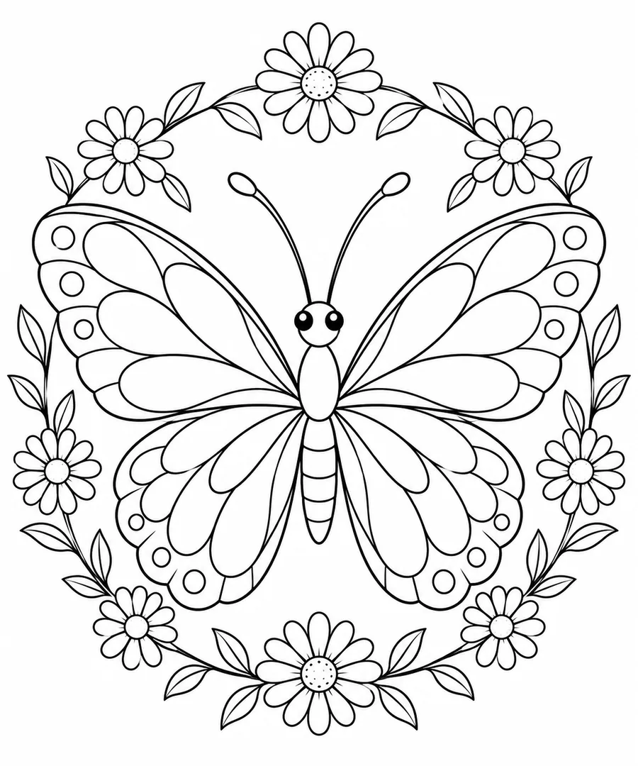 Butterfly Petal Mandala coloring page