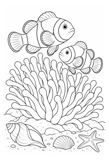Clownfish and Anemone coloring page