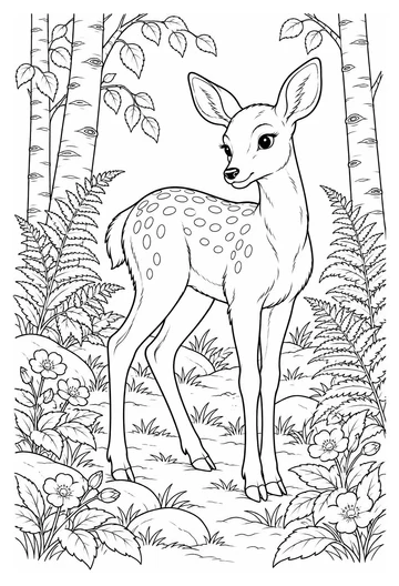 Deer in the Fern Clearing coloring page