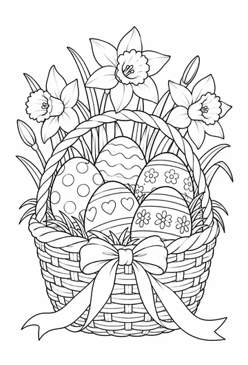 Spring Egg Basket coloring page