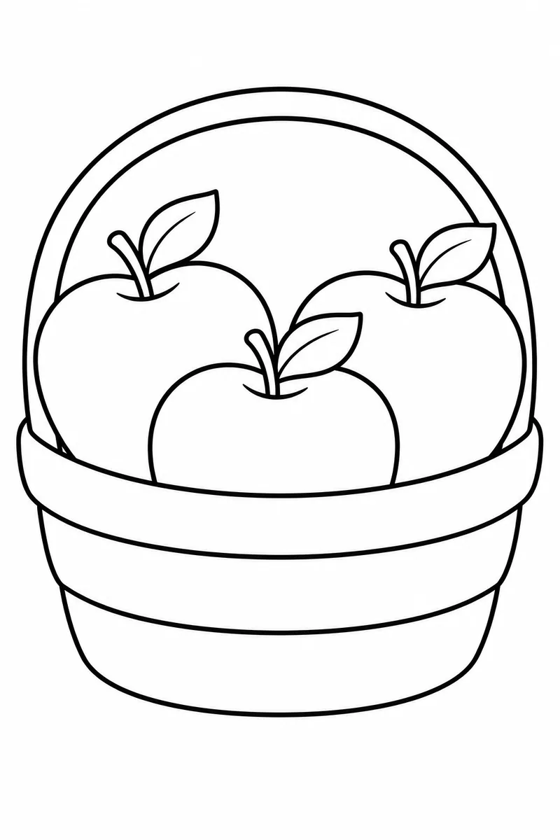 Easy Apple Basket coloring page