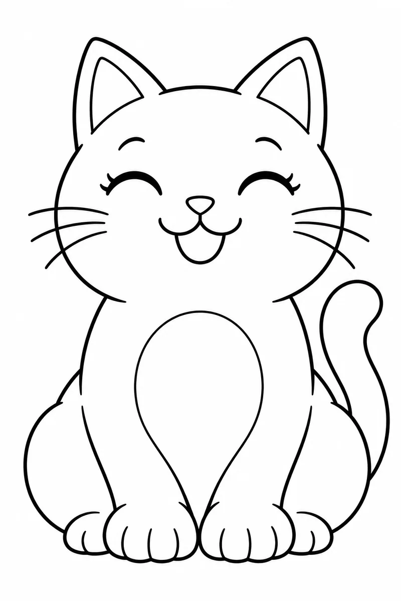 Easy Sitting Cat coloring page