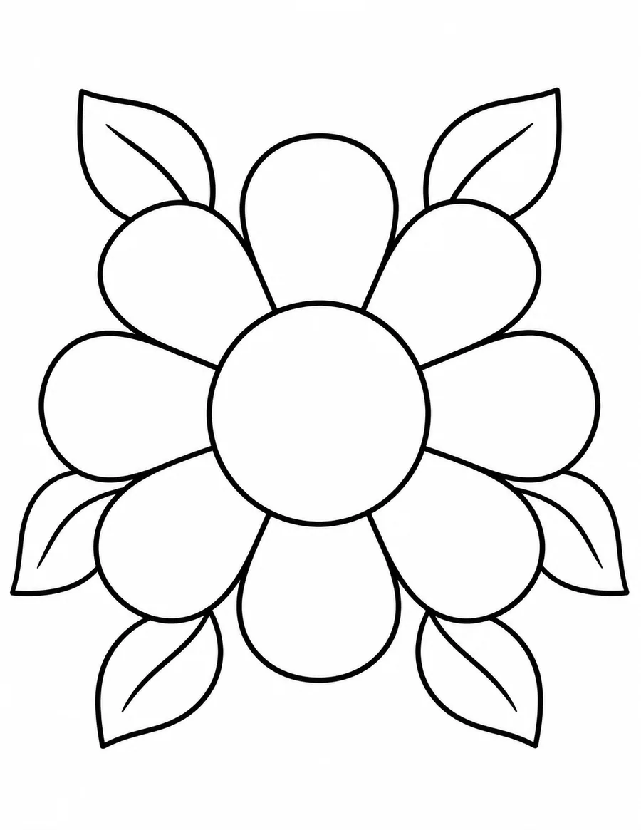 Easy Flower Circle coloring page