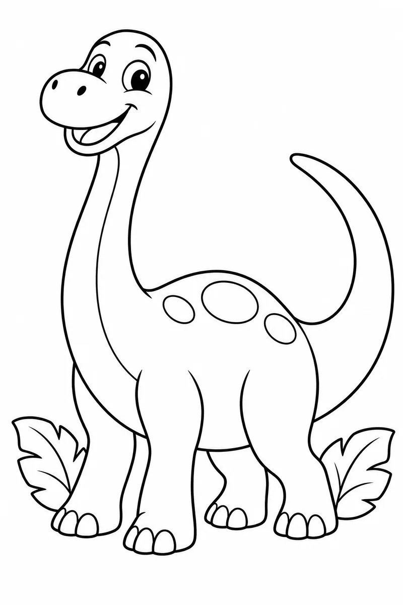 Easy Friendly Dinosaur coloring page