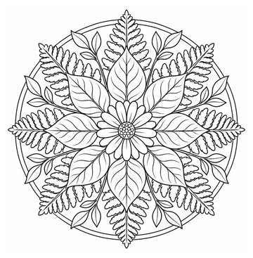 Fern Frond Mandala coloring page