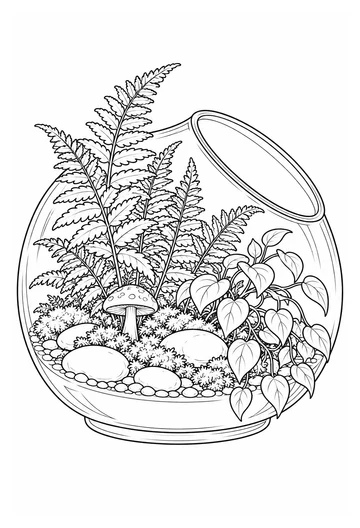 Fern Terrarium coloring page