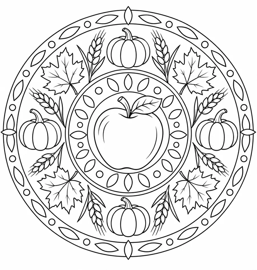 Harvest Ring Mandala coloring page