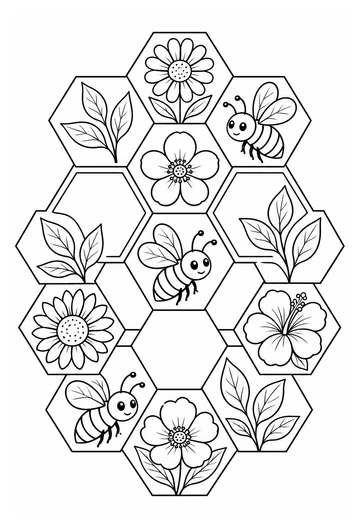 Honeycomb Meadow Mosaic coloring page