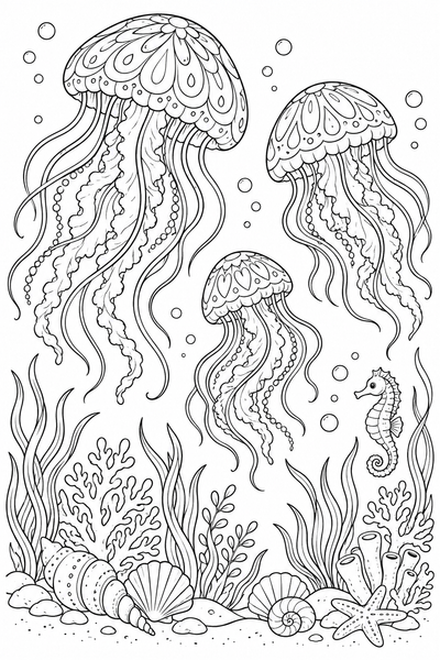 Jellyfish Ballet coloring page