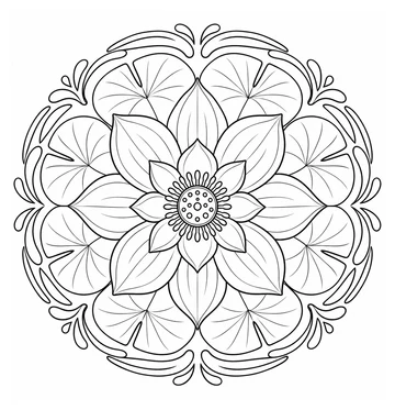 Lotus Pond Mandala coloring page