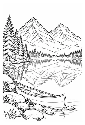 Mountain Lake Morning coloring page