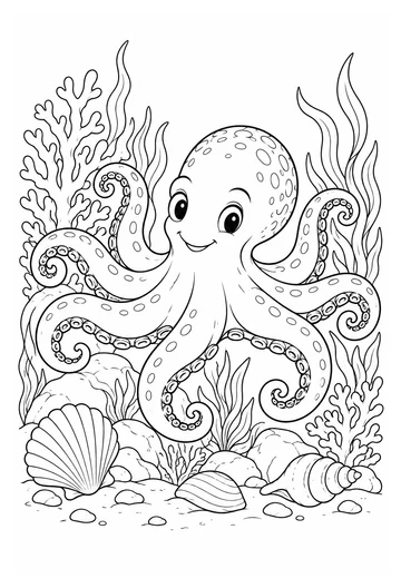 Octopus Coral Hideaway coloring page
