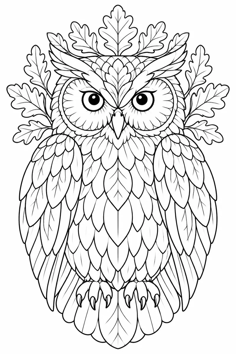 Woodland Owl Mandala coloring page
