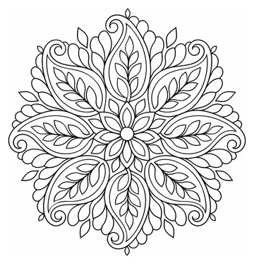Paisley Feather Mandala coloring page