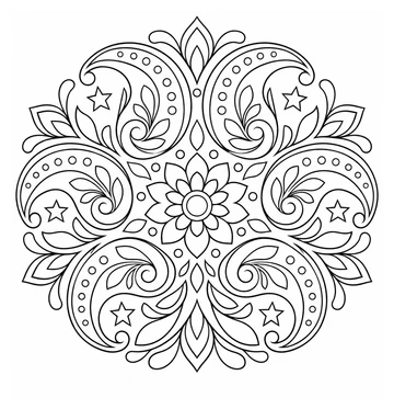 Paisley Moon Mandala coloring page