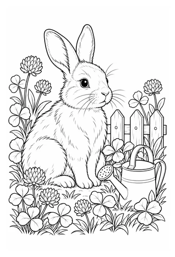 Rabbit in the Clover coloring page
