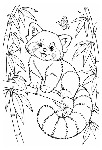 Red Panda in the Bamboo coloring page