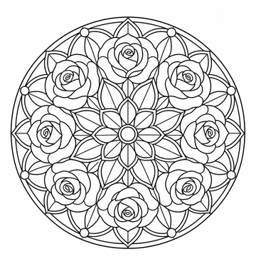 Rose Window Mandala coloring page