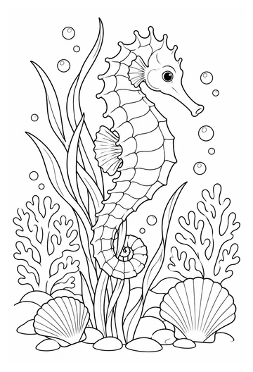 Seahorse Seagrass Garden coloring page