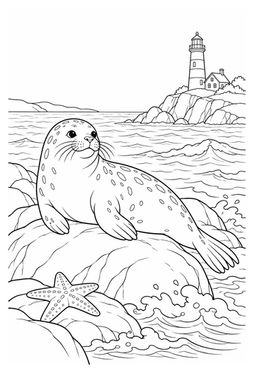 Seal on the Rocky Shore coloring page
