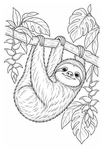 Sloth Rainforest Rest coloring page
