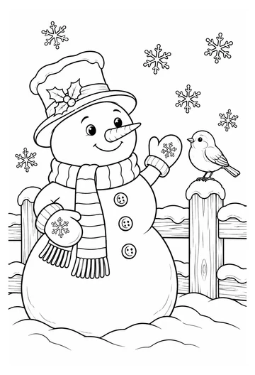 Snowman and Mittens coloring page