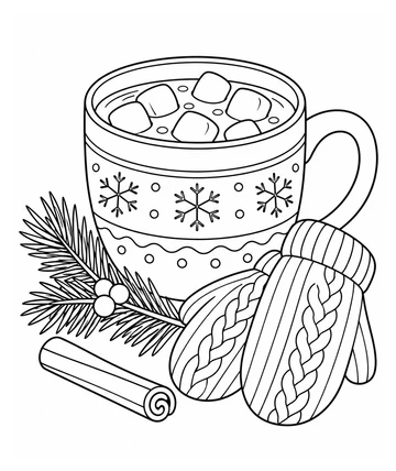 Winter Hot Cocoa coloring page