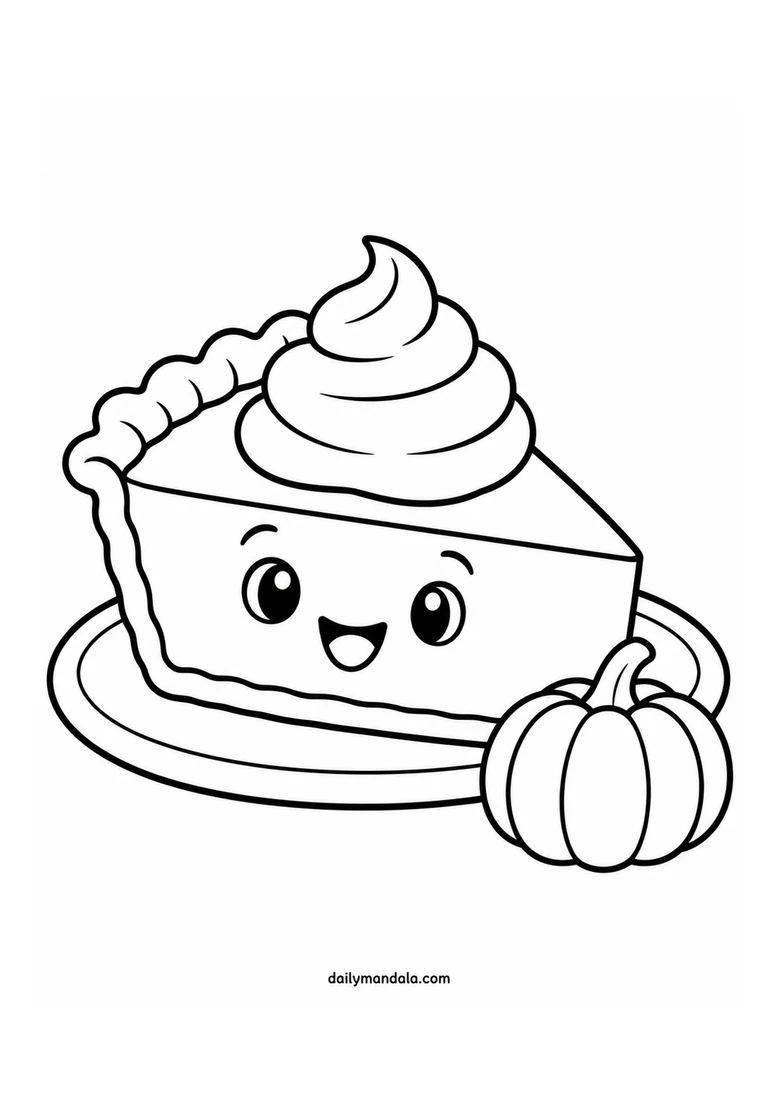 Happy Pumpkin Pie Slice coloring page
