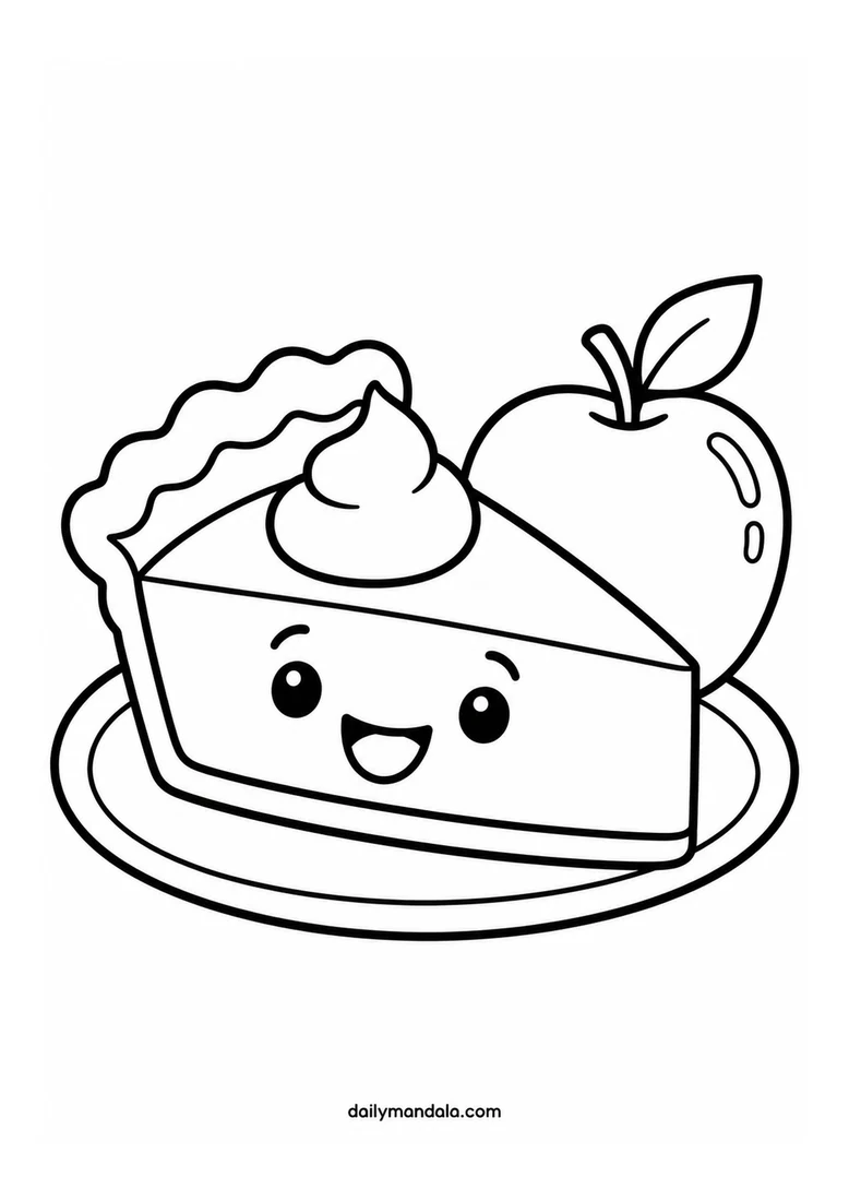 Pumpkin Pie and Apple coloring page