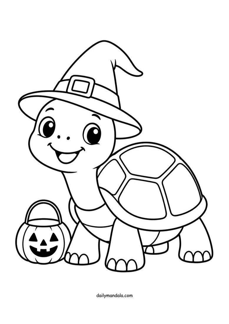 Turtle in a Witch Hat coloring page