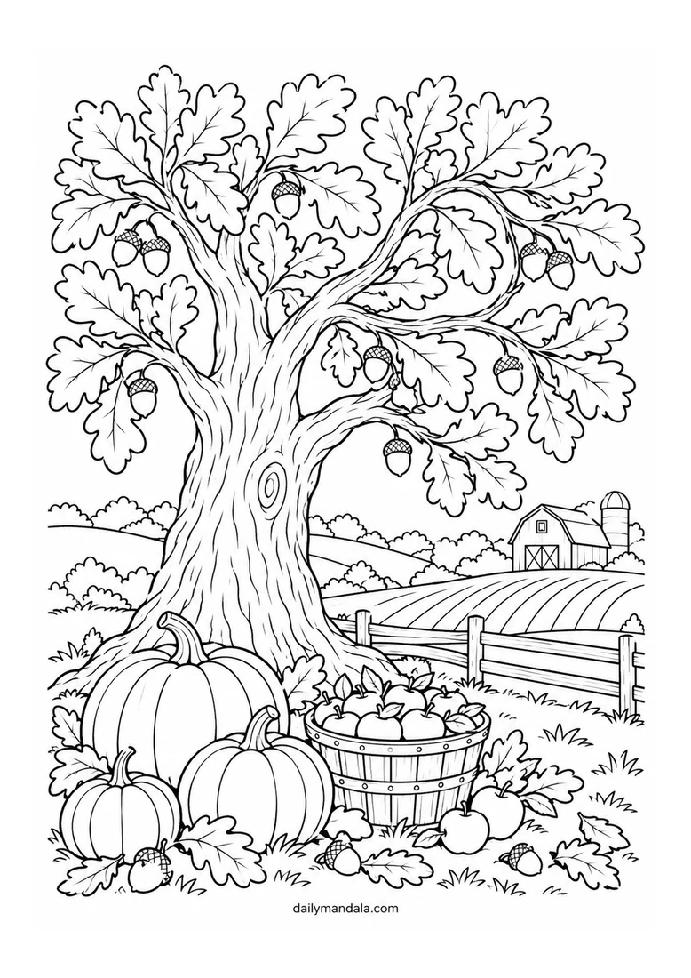 Thanksgiving Gratitude Tree coloring page