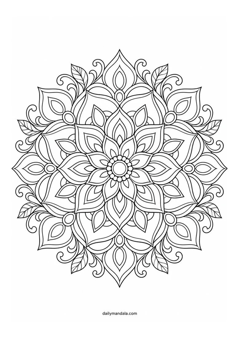 Lotus Dewdrop Mandala coloring page