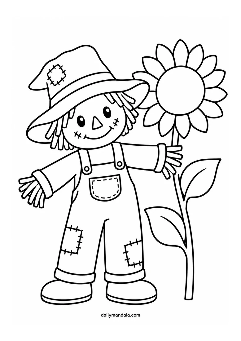 Little Harvest Scarecrow coloring page