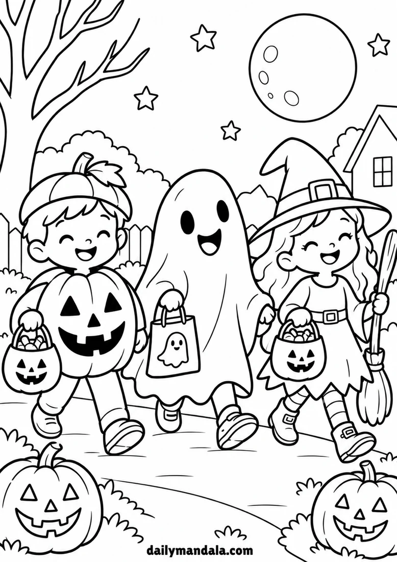 Hallowen Trick or Treat coloring page