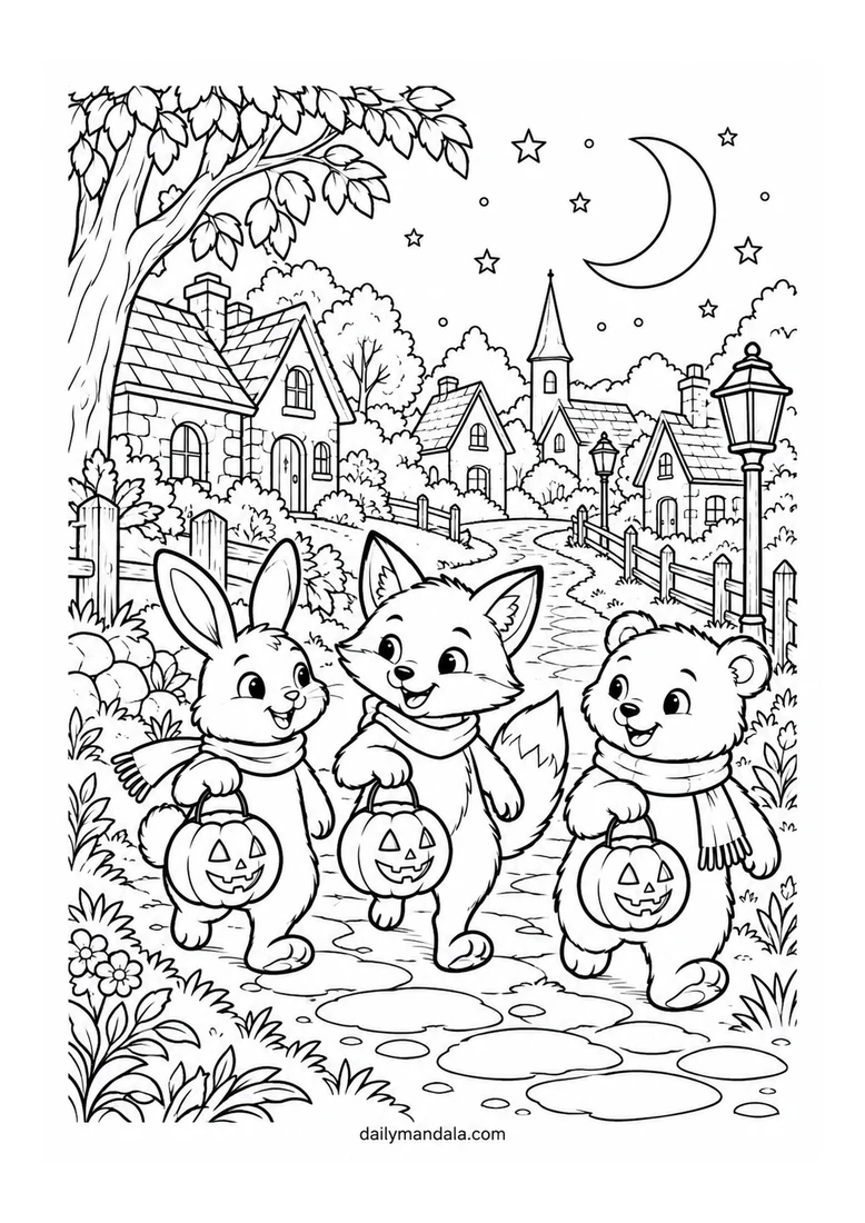 Halloween Lantern Parade coloring page