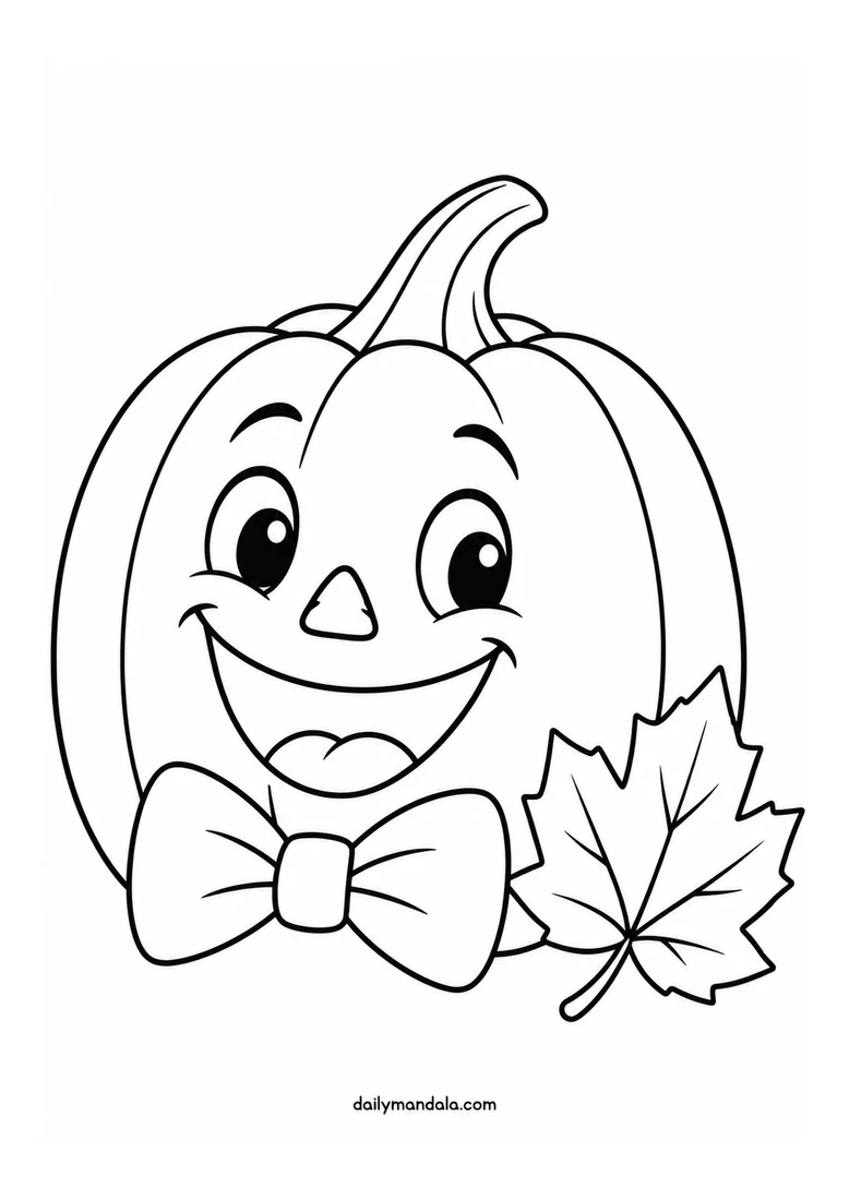 Retro Pumpkin with a Bow Tie coloring page